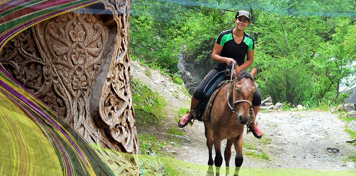 Horse riding in the mountains