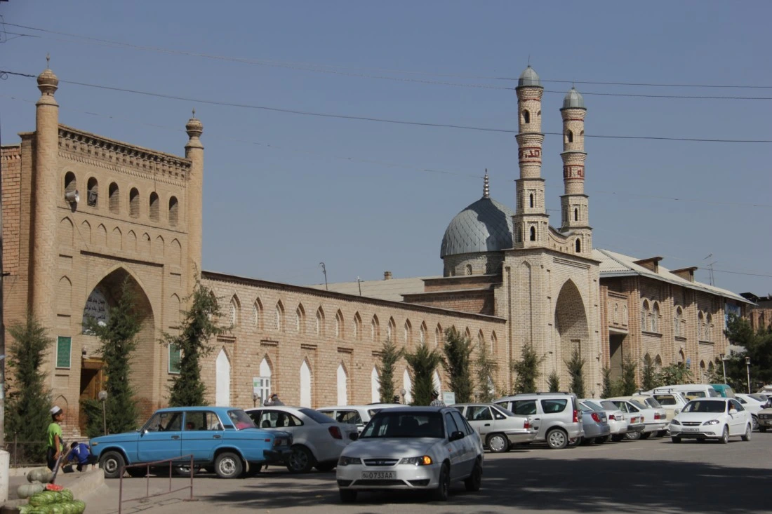 View of Namangan with gardens and mountains